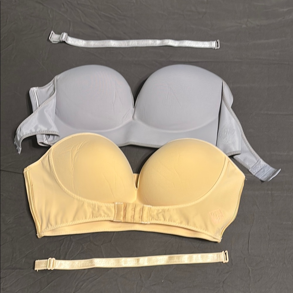 3/$15 SALE Elegant Strapless Bra Set in Gray and Cream